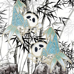 Bamboo Panda Animal Embroidery Hand Sewing for Veil Collar Purse Denim Jacket