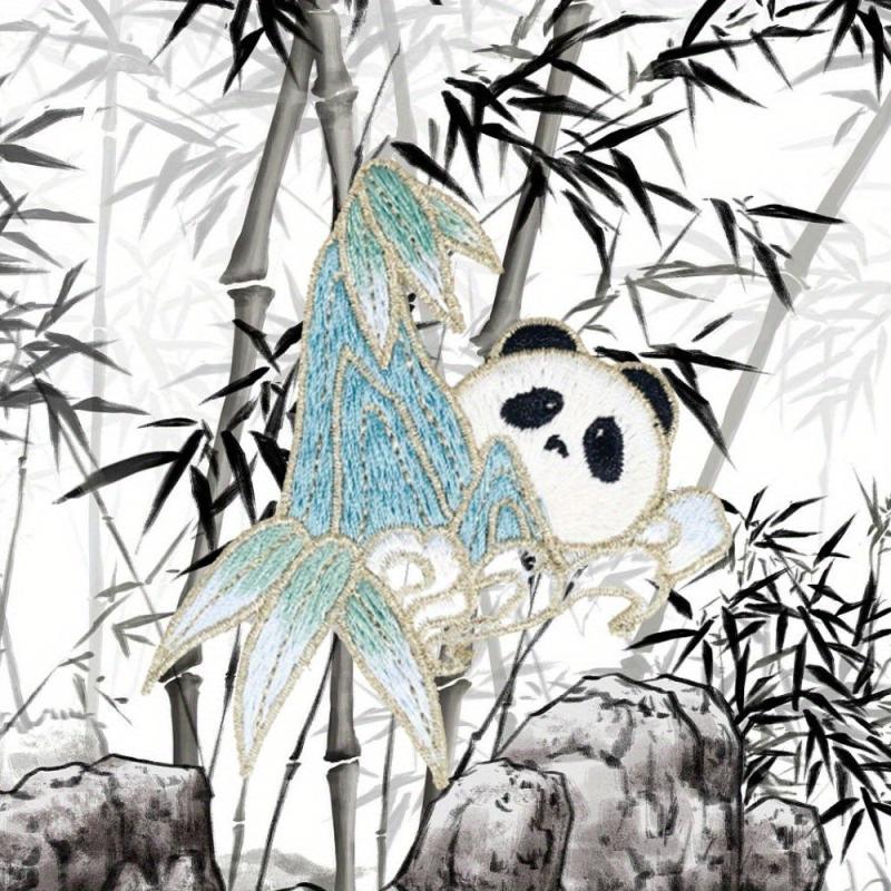 Bamboo Panda Animal Embroidery Hand Sewing for Veil Collar Purse Denim Jacket