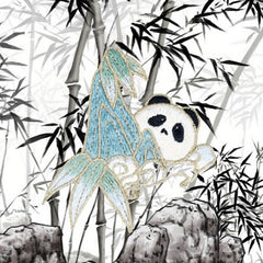Bamboo Panda Animal Embroidery Hand Sewing for Veil Collar Purse Denim Jacket