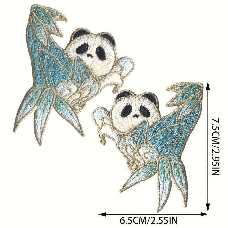 Bamboo Panda Animal Embroidery Hand Sewing for Veil Collar Purse Denim Jacket