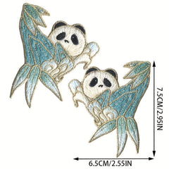 Bamboo Panda Animal Embroidery Hand Sewing for Veil Collar Purse Denim Jacket