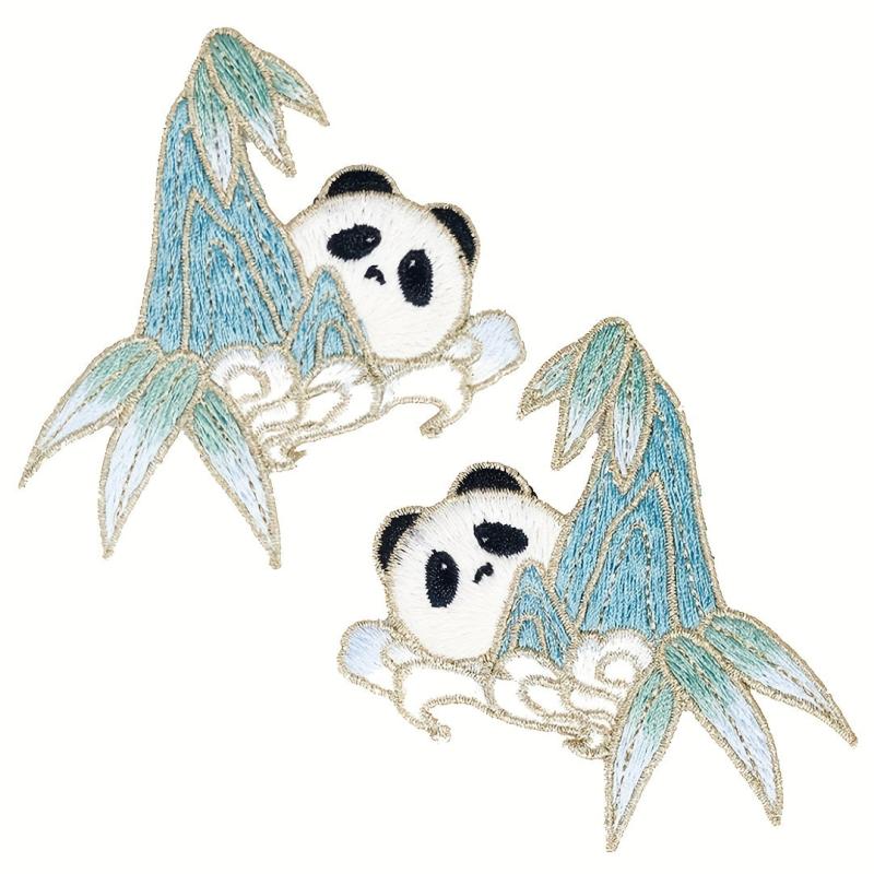 Bamboo Panda Animal Embroidery Hand Sewing for Veil Collar Purse Denim Jacket