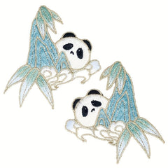 Bamboo Panda Animal Embroidery Hand Sewing for Veil Collar Purse Denim Jacket