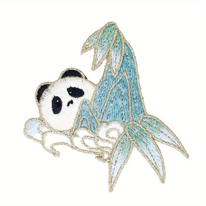 Bamboo Panda Animal Embroidery Hand Sewing for Veil Collar Purse Denim Jacket