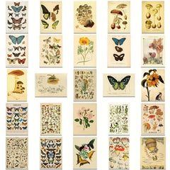 50 Pcs Vintage Plant Deco Stickers Flowers Fruits Butterflies Waterproof
