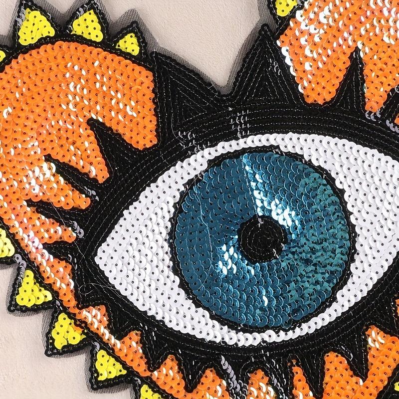 Cartoon Sequins Heart Eye Embroidered Patch DIY Clothes Jacket Accessories