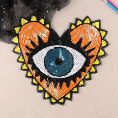 Cartoon Sequins Heart Eye Embroidered Patch DIY Clothes Jacket Accessories