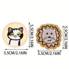 Cute Cats & Lions Embroidery Stickers for Decoration