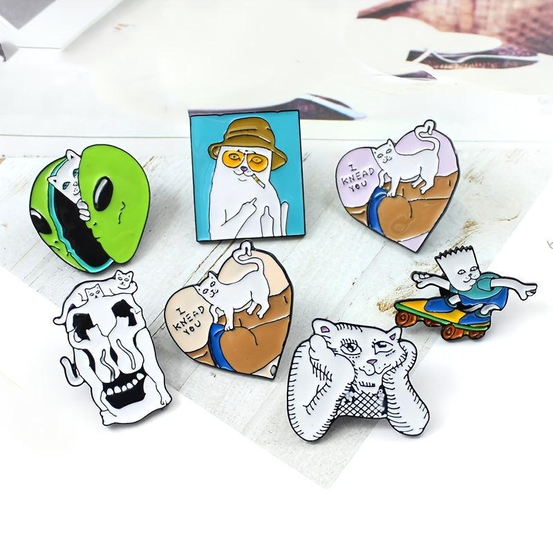 Cat Skull Cartoon Animal Pin Cat Brooch