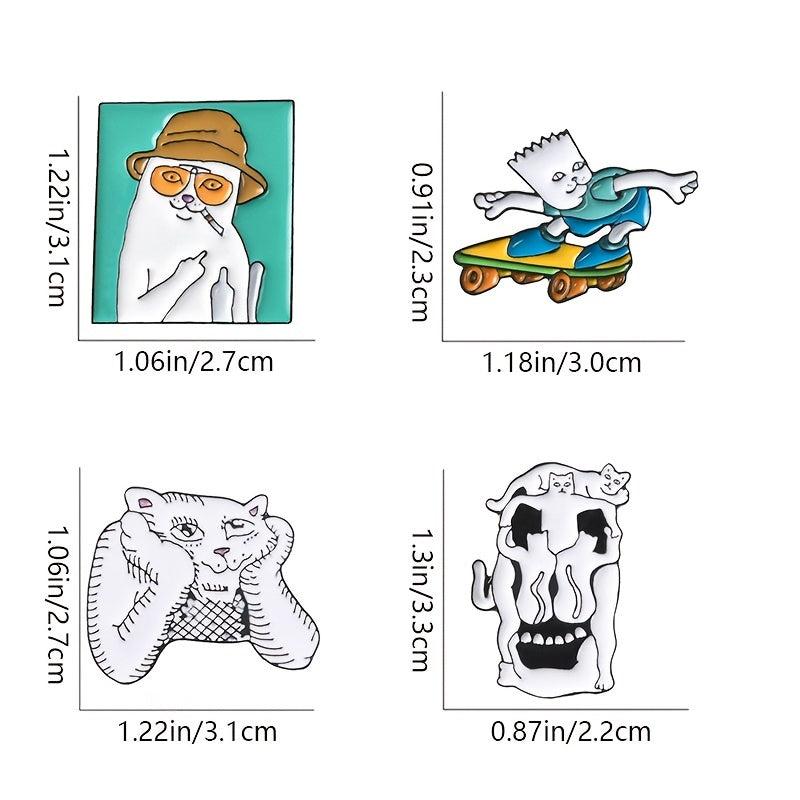 Cat Skull Cartoon Animal Pin Cat Brooch