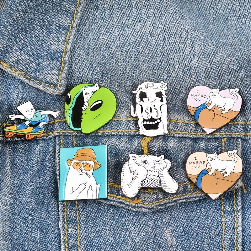Cat Skull Cartoon Animal Pin Cat Brooch