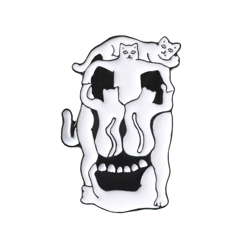 Cat Skull Cartoon Animal Pin Cat Brooch