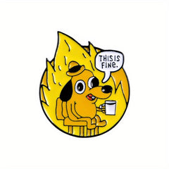 This Is Fine Plush Sausage Dog Square Brooch