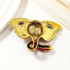 Enamel Elephant Rhinestone Brooch for Parties