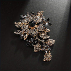 Men's Rhinestone Flower Brooch Wedding Party Dress Pin