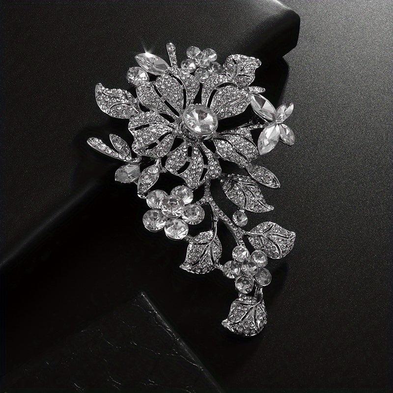Men's Rhinestone Flower Brooch Wedding Party Dress Pin