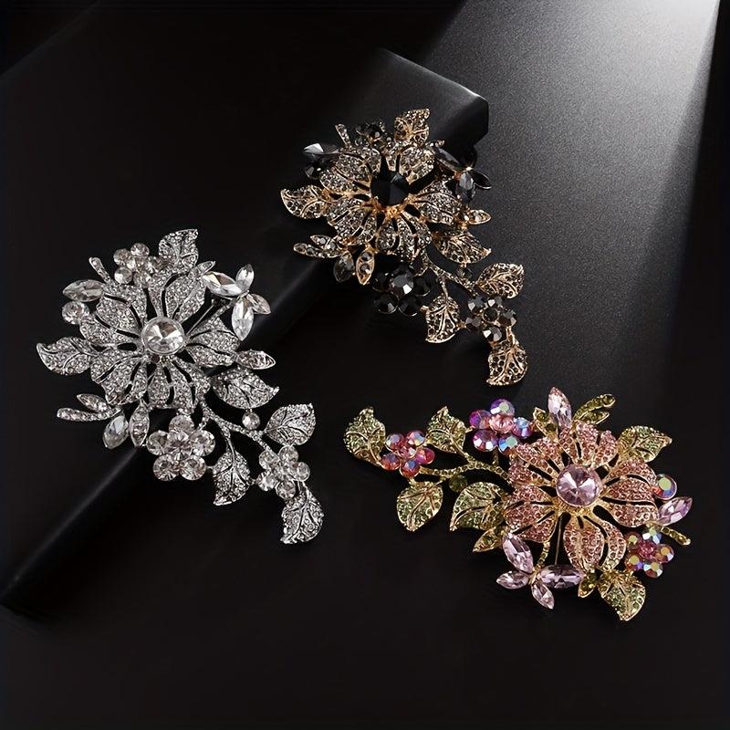 Men's Rhinestone Flower Brooch Wedding Party Dress Pin