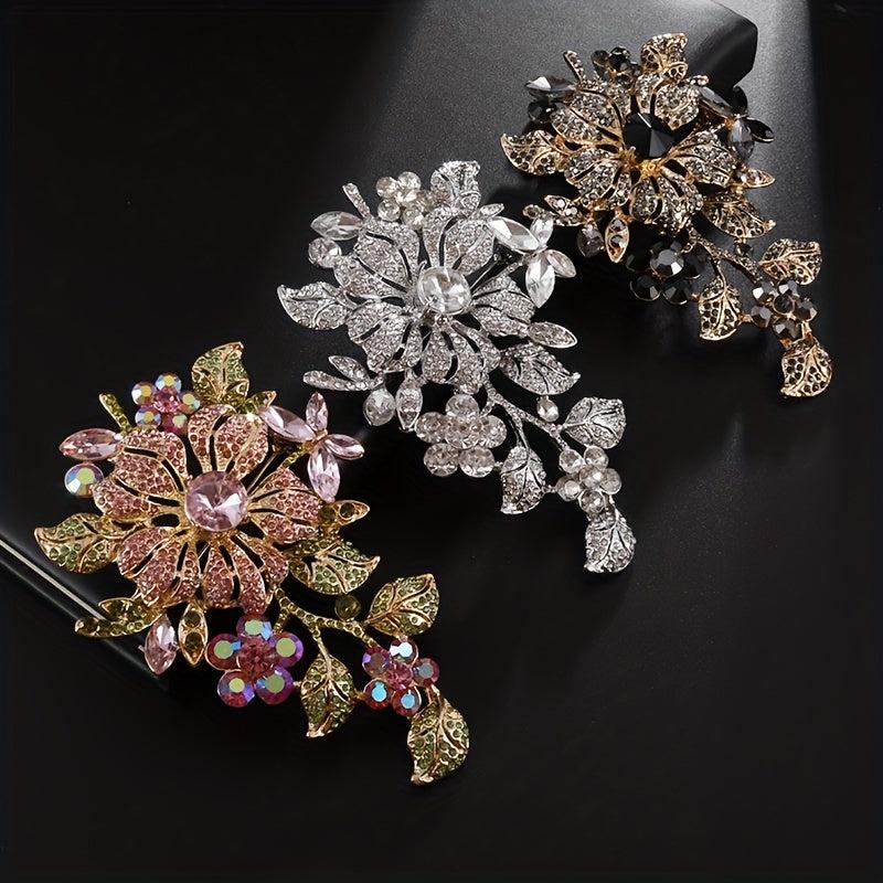 Men's Rhinestone Flower Brooch Wedding Party Dress Pin