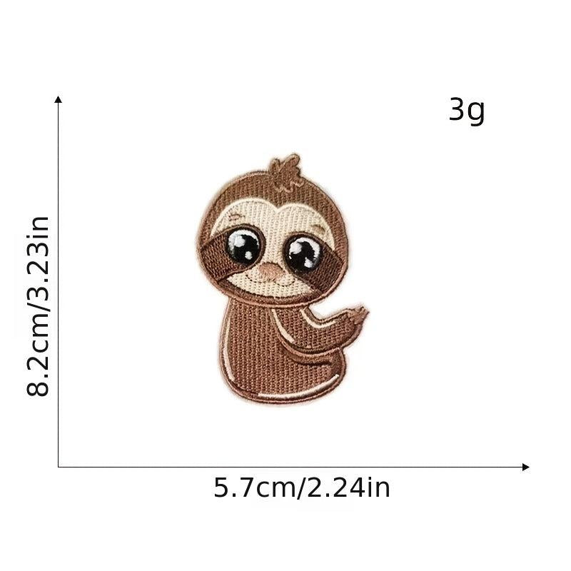 8pcs Boys Cartoon Sloth Embroidered Patches for Clothes Jackets Jeans
