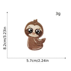 8pcs Boys Cartoon Sloth Embroidered Patches for Clothes Jackets Jeans