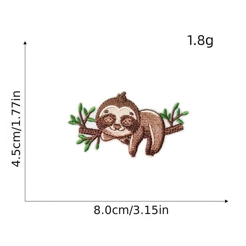 8pcs Boys Cartoon Sloth Embroidered Patches for Clothes Jackets Jeans