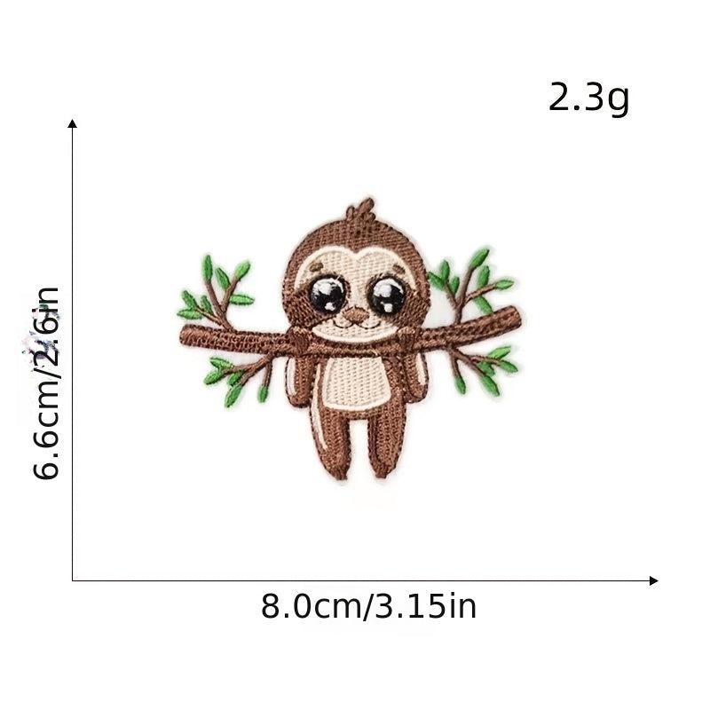 8pcs Boys Cartoon Sloth Embroidered Patches for Clothes Jackets Jeans
