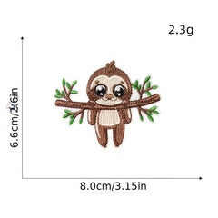 8pcs Boys Cartoon Sloth Embroidered Patches for Clothes Jackets Jeans