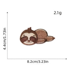 8pcs Boys Cartoon Sloth Embroidered Patches for Clothes Jackets Jeans