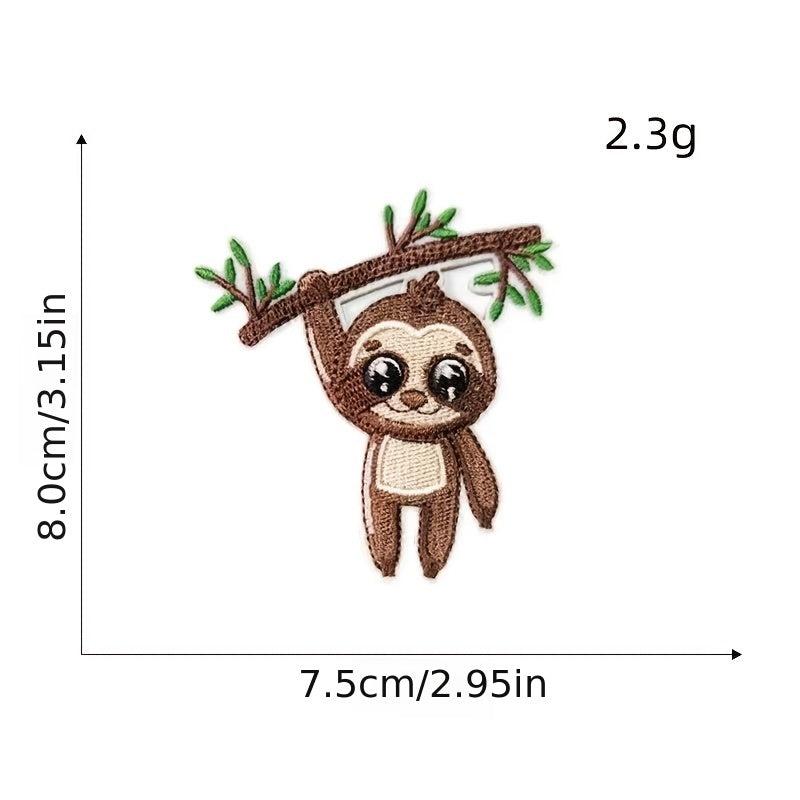 8pcs Boys Cartoon Sloth Embroidered Patches for Clothes Jackets Jeans