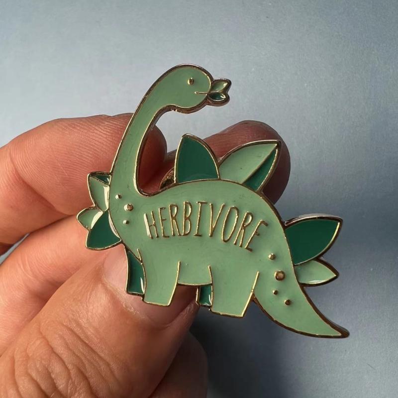 Herbivore Dinosaur Enamel Pin For Men - Creative Gift