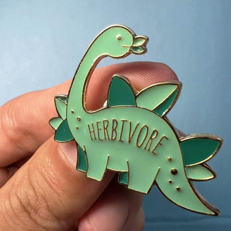 Herbivore Dinosaur Enamel Pin For Men - Creative Gift