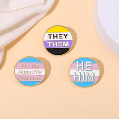 Colorful Round English Letter Brooch