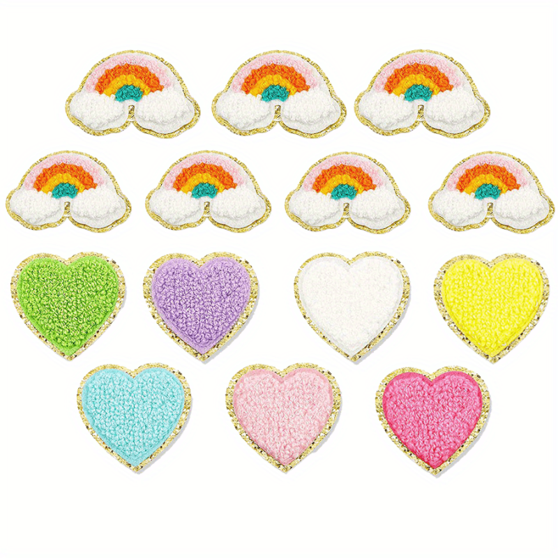 14pcs Love Rainbow Iron On Patches For Girls Sew On Embroidered Applique