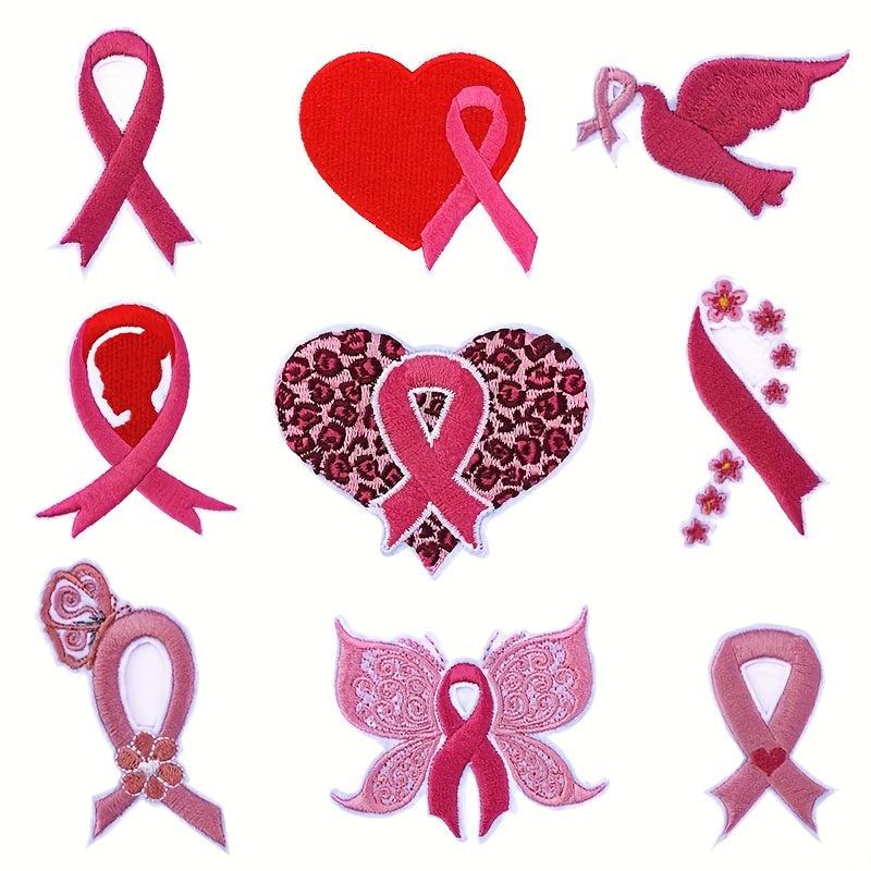 9pcs Love Ribbon Iron On Patches For Men Sew On Embroidered Applique