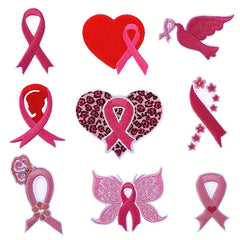 9pcs Love Ribbon Iron On Patches For Men Sew On Embroidered Applique