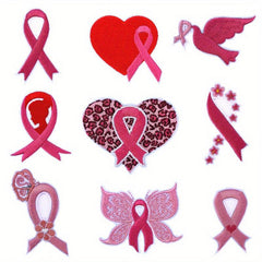 9pcs Love Ribbon Iron On Patches For Men Sew On Embroidered Applique