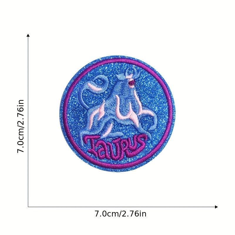 12pcs Constellation Embroidered Patch Sew On Embroidered Applique Repair Patches