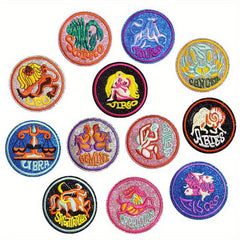 12pcs Constellation Embroidered Patch Sew On Embroidered Applique Repair Patches