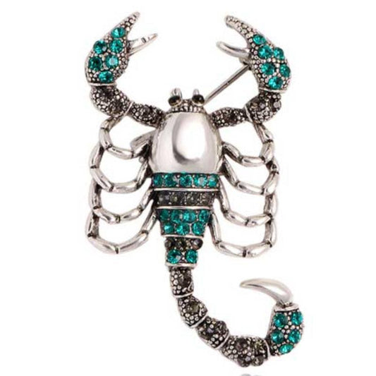 Retro Scorpion Rhinestone Brooch Pin Scarf Clothing Clip for Men