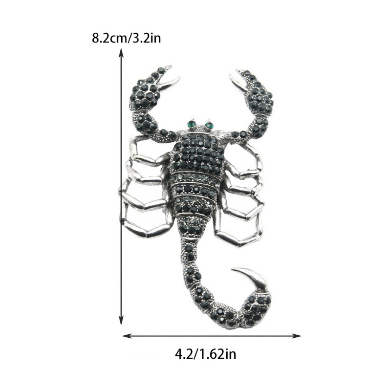 Retro Scorpion Rhinestone Brooch Pin Scarf Clothing Clip for Men