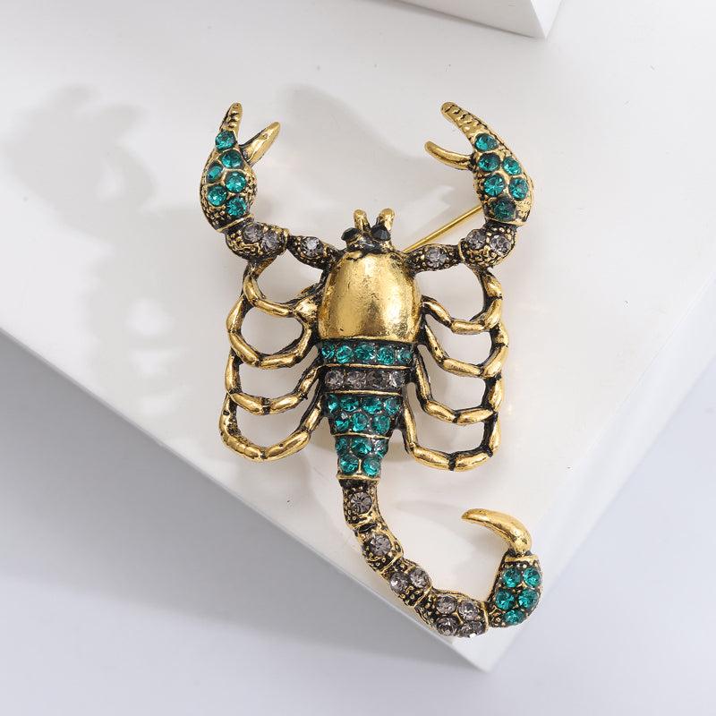Retro Scorpion Rhinestone Brooch Pin Scarf Clothing Clip for Men