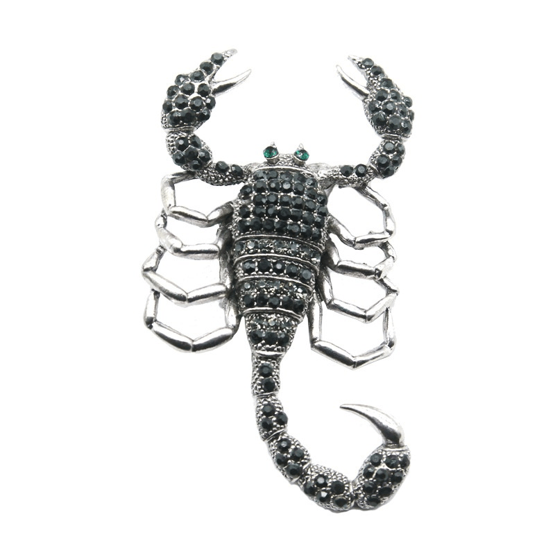 Retro Scorpion Rhinestone Brooch Pin Scarf Clothing Clip for Men
