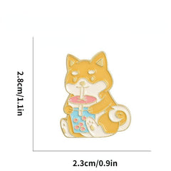 Shiba Puppy Tea Style Brooch Enamel Pin