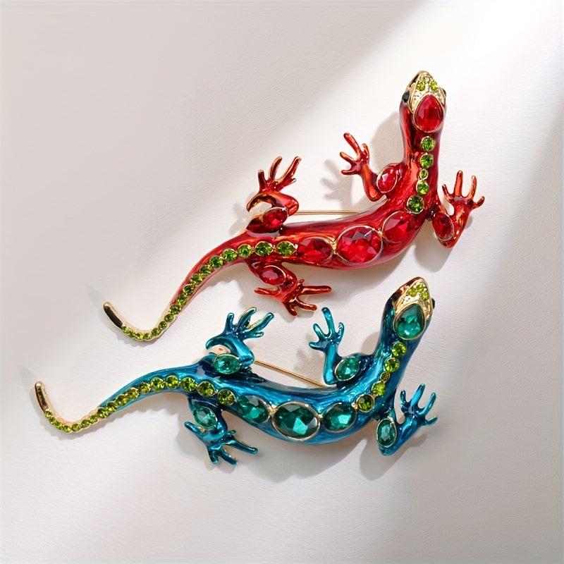 Colorful Rhinestone Lizard Men's Clothing and Bag Decorations
