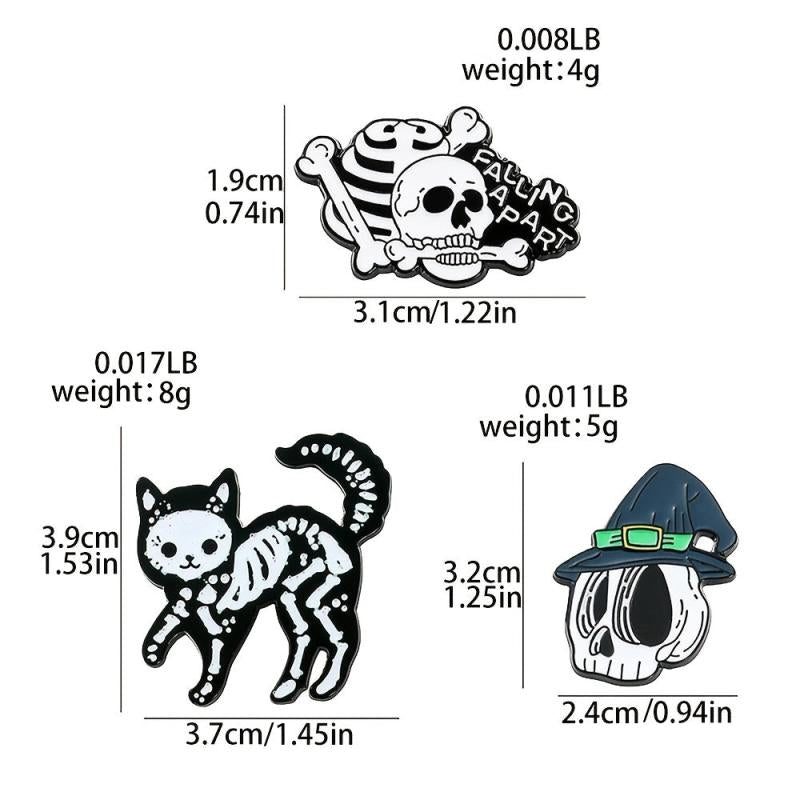 Halloween Skulls Skull Cat Enamel Pins Horror Pumpkin Metal Badges