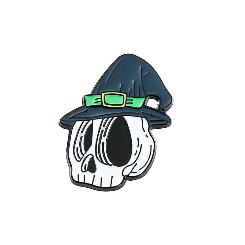 Halloween Skulls Skull Cat Enamel Pins Horror Pumpkin Metal Badges