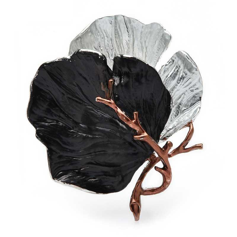 Vintage Enamel Big Leaf Brooch for Jackets