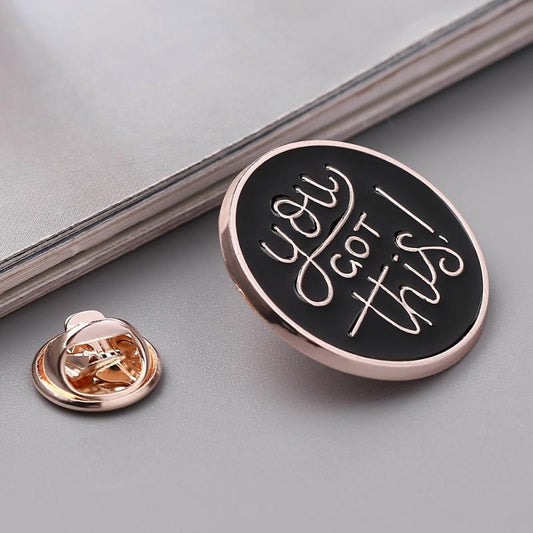 English Alphabet You Got This Round Alloy Pin Backpack Accessory