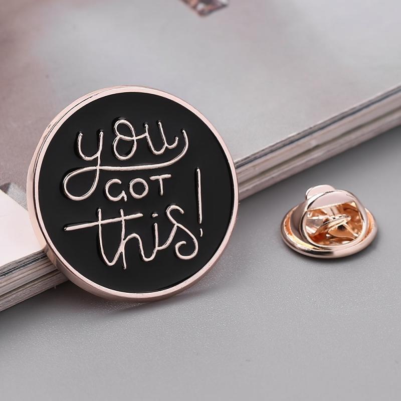 English Alphabet You Got This Round Alloy Pin Backpack Accessory