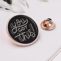 English Alphabet You Got This Round Alloy Pin Backpack Accessory
